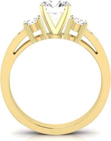 14K White Gold 2.1 CTW Round Cut Channel Set 3 Three Stone Diamond Engagement Ring, K Color I2 Clarity, 1.5 Ct Center in Saudi Arabia