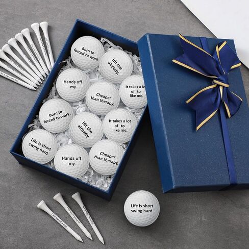24 Pcs Golf Ball Gift Set Golf Gifts for Men Trick Golf Balls Retirement Gifts for Dad Includes 12 Golf Balls 12 Golf Tees for Golfers Golf Lovers Retirement Gifts in Saudi Arabia