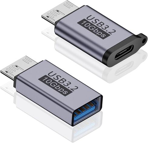 Poyiccot Micro B to USB Adapter kit, USB C Female to Micro B Adapter + USB A Female to Micro B Adaper, 10Gbps USB to Micro B Adapter for USB 3.0 Hard Drive External Portable SSD HDD in Saudi Arabia
