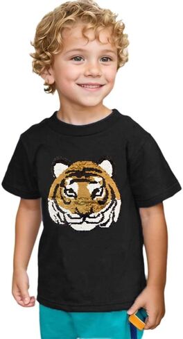 Toddler Boys T-Shirt Flip Sequin Tee Dinosaur Short Sleeve Shirt Truck Cotton Tops in Saudi Arabia