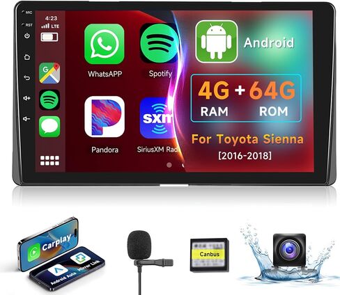 9 inch 8 Core 4G+64G Android Car Stereo for Toyota Sienna 2016-2018 with Wireless Apple Car Play Android Auto DSP Audio,Podofo HD IPS Touch Screen Bluetooth Radio with GPS WiFi Backup Camera in Saudi Arabia