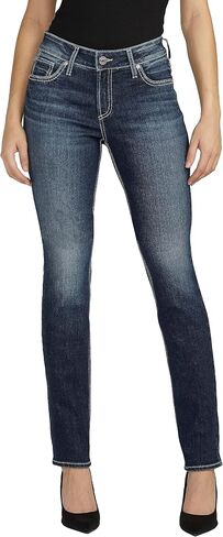Silver Jeans Co. Women's Elyse Mid Rise Comfort Fit Straight Leg Jeans in Saudi Arabia