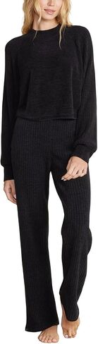 Barefoot Dreams Women's CozyChic Ultra Lite Rib Rolled Edge Pants, Bisque, S in Saudi Arabia