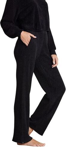 Barefoot Dreams Women's CozyChic Ultra Lite Rib Rolled Edge Pants, Bisque, S in Saudi Arabia