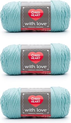 Red Heart with Love Iced Aqua Yarn - 3 Pack of 198g/7oz - Acrylic - 4 Medium (Worsted) - 370 Yards - Knitting/Crochet in Saudi Arabia
