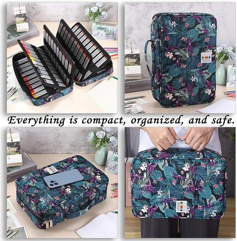 BTSKY Colored Pencil Case 300 Slots Pen Pencil Bag Organizer with Handy Wrap Portable- Multilayer Holder for Crayola Colored Pencils & Gel Pen, Sea Wave in Saudi Arabia