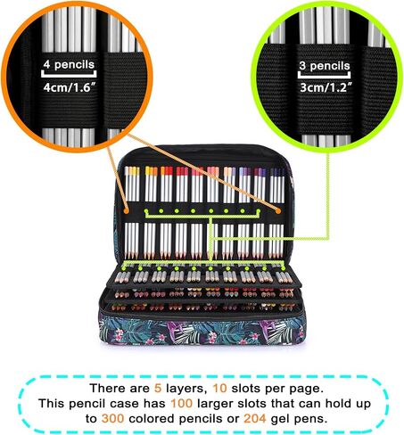 BTSKY Colored Pencil Case 300 Slots Pen Pencil Bag Organizer with Handy Wrap Portable- Multilayer Holder for Crayola Colored Pencils & Gel Pen, Sea Wave in Saudi Arabia