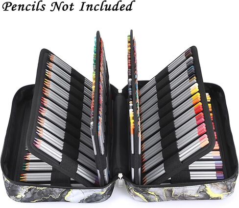 BTSKY Colored Pencil Case 300 Slots Pen Pencil Bag Organizer with Handy Wrap Portable- Multilayer Holder for Crayola Colored Pencils & Gel Pen, Sea Wave in Saudi Arabia