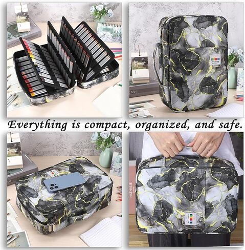 BTSKY Colored Pencil Case 300 Slots Pen Pencil Bag Organizer with Handy Wrap Portable- Multilayer Holder for Crayola Colored Pencils & Gel Pen, Sea Wave in Saudi Arabia