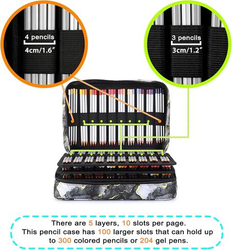 BTSKY Colored Pencil Case 300 Slots Pen Pencil Bag Organizer with Handy Wrap Portable- Multilayer Holder for Crayola Colored Pencils & Gel Pen, Sea Wave in Saudi Arabia