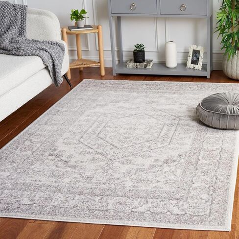SAFAVIEH Adirondack Collection X-Large Area Rug - 2'6" x 22', Ivory & Silver, Oriental Medallion Design, Non-Shedding & Easy Care, Ideal for High Traffic Areas in Living Room, Bedroom (ADR108B) in Saudi Arabia