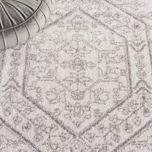 SAFAVIEH Adirondack Collection X-Large Area Rug - 2'6" x 22', Ivory & Silver, Oriental Medallion Design, Non-Shedding & Easy Care, Ideal for High Traffic Areas in Living Room, Bedroom (ADR108B) in Saudi Arabia