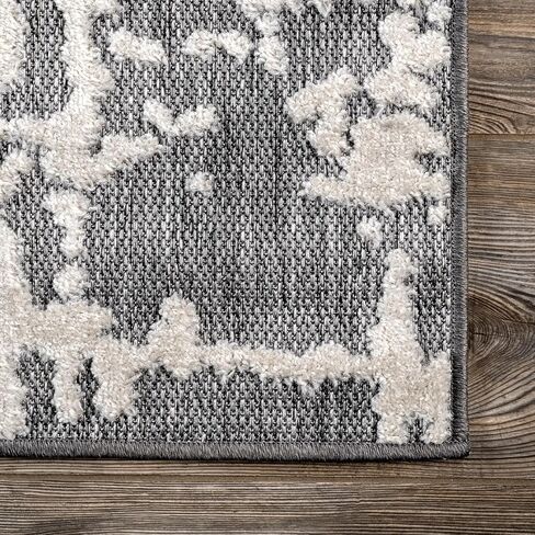 سجادة NuLOOM Adley بخطوط مجردة مزخرفة للأماكن الداخلية/الخارجية، 2' 6'' x 12'، رمادي، مستطيلة in Saudi Arabia
