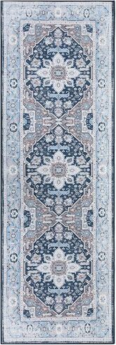 IMINROME Boho Washable Area Rug 4x6 Rug Traditional Medallion Rug Soft Oriental Distressed Accent Rugs for Living Room Dining Room, Non-Slip Non-Shedding Low-Pile Entryway Rug Floor Carpet, Blue 4x6 in Saudi Arabia
