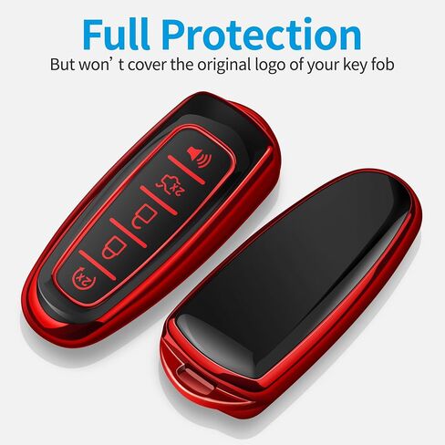 Tukellen for Ford Key Fob Cover Soft TPU Full Protection Key Shell Key Case Compatible with Ford C-Max Edge Escape Expedition Explorer Flex Focus Taurus Lincoln MKS MKT MKX Key Shell (Red) in Saudi Arabia