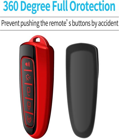 Tukellen for Ford Key Fob Cover Soft TPU Full Protection Key Shell Key Case Compatible with Ford C-Max Edge Escape Expedition Explorer Flex Focus Taurus Lincoln MKS MKT MKX Key Shell (Red) in Saudi Arabia