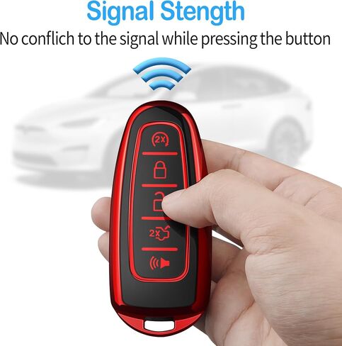 Tukellen for Ford Key Fob Cover Soft TPU Full Protection Key Shell Key Case Compatible with Ford C-Max Edge Escape Expedition Explorer Flex Focus Taurus Lincoln MKS MKT MKX Key Shell (Red) in Saudi Arabia
