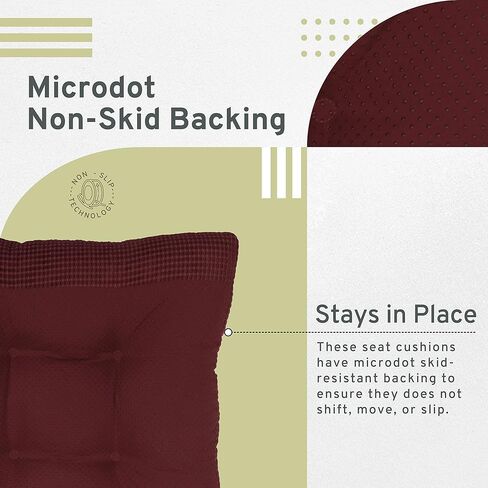 وسادة كرسي Arlee Memory Foam مضادة للانزلاق، عدد 2 (عبوة من 1)، عنابي in Kuwait