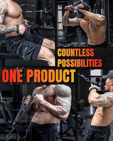 حبل سحب للأسفل من مانويكلير لثلاثية الرؤوس والظهر والأكتاف، مرفق كابل حبل ثلاثي الرؤوس، ملحقات حبل الكابل لصالة الألعاب الرياضية والمنزل مع ثبات محسن للقبضة in Kuwait