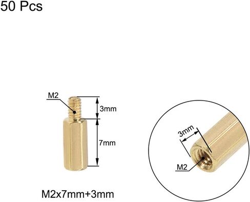 Uxcell M2x4mm+3mm ذكر-أنثى نحاس سداسي PCB اللوحة الأم فاصل المواجهة لطائرة بدون طيار FPV كوادكوبتر، الكمبيوتر ولوحة دوائر كهربائية 50 قطعة in Saudi Arabia