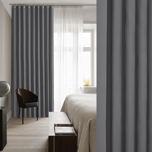 NICETOWN Accordion Blackout Door Curtains for Doorway, Thermal Insulated Privacy Closet Curtains Room Divider Sliding Door Shade for Living Room/Bathroom/Bedroom, 1 Panel with Hooks, W38 x L80, Grey in Saudi Arabia