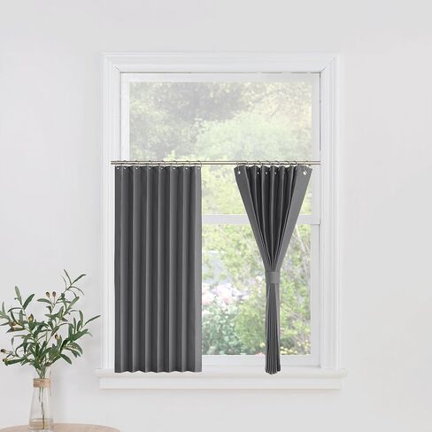 NICETOWN Accordion Blackout Door Curtains for Doorway, Thermal Insulated Privacy Closet Curtains Room Divider Sliding Door Shade for Living Room/Bathroom/Bedroom, 1 Panel with Hooks, W38 x L80, Grey in Saudi Arabia