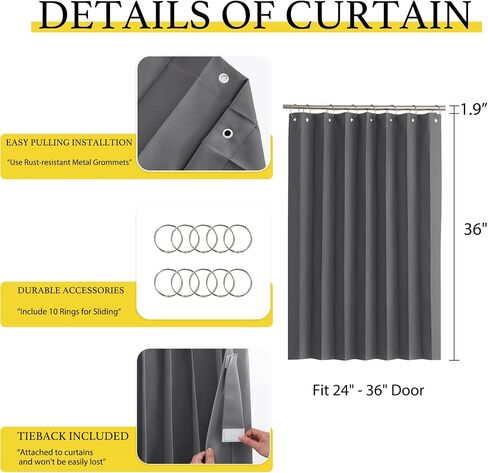 NICETOWN Accordion Blackout Door Curtains for Doorway, Thermal Insulated Privacy Closet Curtains Room Divider Sliding Door Shade for Living Room/Bathroom/Bedroom, 1 Panel with Hooks, W38 x L80, Grey in Saudi Arabia