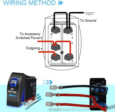 AUKA LED ضوء شريط الروك التبديل للماء 12V / 20A 24V / 10A، 5Pin SPST ON-Off تبديل التبديل الأزرق LED الضوء، مع مجموعة أسلاك العبور لسيارة شاحنة البحرية قارب مقطورة 4x4 قافلة RV SUV ATV UTV in Kuwait