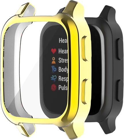 عبوتان من حافظة الساعة المتوافقة مع واقي الشاشة Garmin Venu Sq 2/Sq، حافظة واقية من السيليكون الناعم للغاية من مادة TPU مقاومة للخدش لتغطية كاملة لـ Garmin Venu Sq 2/Sq in Kuwait