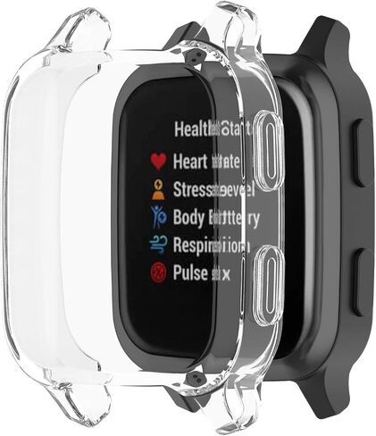 عبوتان من حافظة الساعة المتوافقة مع واقي الشاشة Garmin Venu Sq 2/Sq، حافظة واقية من السيليكون الناعم للغاية من مادة TPU مقاومة للخدش لتغطية كاملة لـ Garmin Venu Sq 2/Sq in Kuwait