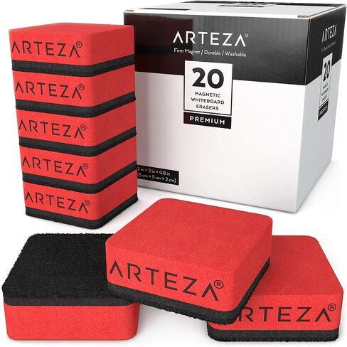 Arteza Mini Whiteboard Erasers, Pack of 20, 2 x 2 x 0.8 Inches, Washable Magnetic Erasers for Dry-Erase Boards and Chalkboards, Classroom, Home, and Office Supplies for Students and Teachers in Saudi Arabia