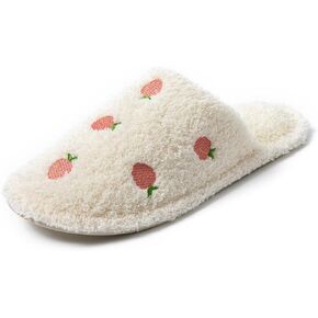 Lady's Indoor Light Weight Fuzzy Fur Memory Foam Closed Toe Slippers with Soft Non Slip Sole