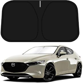D-Lumina Windshield Sun Shade for 2014-2018 Mazda 3 Accessories Mazda3 Sedan Hatchback, Front Window Sunshade Sun Visor Protector Block UV Rays Heat, Foldable 2 Layers 210T Material
