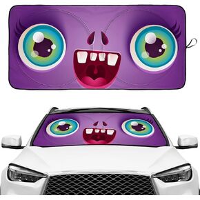 Black Cat Green Evil Eyes Windshield Sunshade for Car SUV Truck Foldable Uv Ray Reflector Front Window Sun Shade Visor Shield Cover