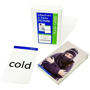 بطاقات فلاش بات 50 بطاقات صور لتعلم الصفات والأفعال الإنجليزية