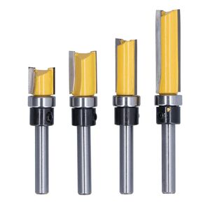 4Pcs Flush Trim Router Bit Set 1/4 Inch Shank Trim Hinge Router Bit Hinge Mortising Flush Trim Template Router Bit Flush Trims Tenon Cutter Wood Milling Cutter Tool