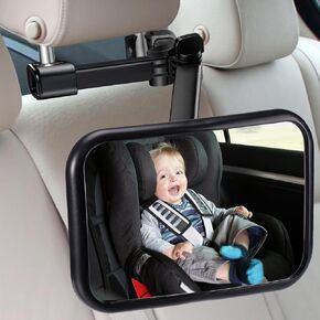 Baby Car Mirror for Middle Seat - Flexible Arm 360° Rotation Safer Car Seat Mirror Clear View for Rear Facing Infant, Hook Clip Design, Easy to Install