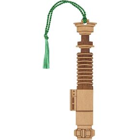 Star Wars Luke Skywalker Lightsaber Bookmark - Laser Engraved - Made in The USA - Wood Book Mark with Green Tassel