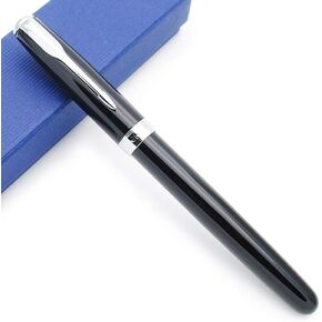 JINHAO 601a Retro Style Fountain Pen Ink Pen (Black with Golden Clip, Fine Nib)