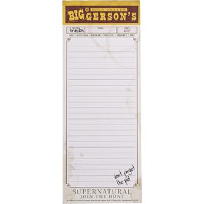 Conquest Journals Supernatural Magnetic Notepad for Grocery List, to-Do List, Reminders - Biggerson's Replica, 9"x3.5", 50 Sheets