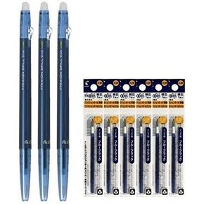 Pilot FriXion Ball Slim 038 Retractable Erasable Gel Ink Pen, Extra Fine Point 0.38mm, Blue Black Ink, 3 Pens & 6 Refills Value Set