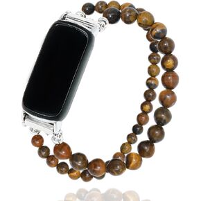 C&L Accessories Bracelets Compatible with Fitbit Luxe Bands for Women Girls Beaded Wristband Adjustable Gemstone Replacement Straps for Fitbit Luxe