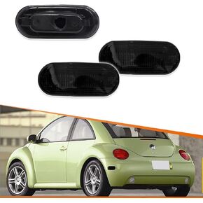 ADIIL Red Lens Red LED Rear Side Marker Parking Corner Turn Signal Lights For 98-05 Volkswagen Beetle,Driver Left+Passenger Right