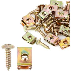 X AUTOHAUX 20 Sets 4.2x16mm U Clip Screw Assortment Car Clips Fasteners with Screws for Bumper Dash Door Panel Interior Army Green