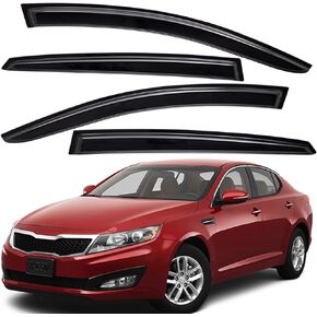 Lightronic WV82563 Outside-Mount Side Window Visors Deflectors Vent Rain Guards, Dark Smoke, 4-Pieces Set, Fits 2011-2015 Kia Optima