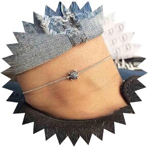 Boho Sea Turtle Ankle Bracelet Vintage Turtle Anklet Bracelet Silver Turtle Chain Anklet Minimalism Turtle Anklet Foot Chain Animal Jewelry for Women and Girls