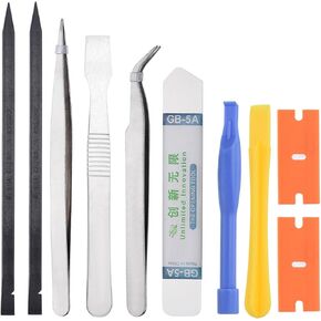 MECCANIXITY 10 in 1(Type D) Spudger Crowbars Opening Pry Tool Set Curved Pry Blade Electronics Repair Tools Kit for Cellphone Laptop PC Tablet