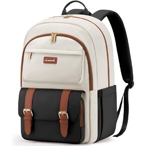 LOVEVOOK College Backpack for Women Fit 17.3 Inch Laptop, Cute Aesthetic Backpack for 14-16 Year Olds, Large Capacity Travel Work Backpack Purse for Nurse Teacher, Khiki