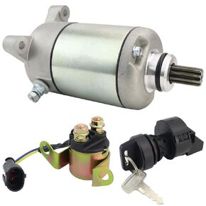 Starter Motor & Solenoid Relay & Ignition Switch for Polaris Sportsman 400 500 2006-2012, Hawkeye 400 2011-2012, Scrambler 500 2007-2012, Ranger 500 2006-2009, 3090188 3084981