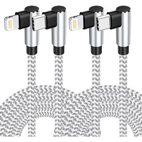USB C to Lightning Cable MFi Certified, 2Pack 3FT iPhone Fast Charging Cord, 90 Degree Nylon Braided Type C lightning cable Compatible with iPhone 14/13/12/11 Pro Max XR XS SE iPad 2 Mini and More
